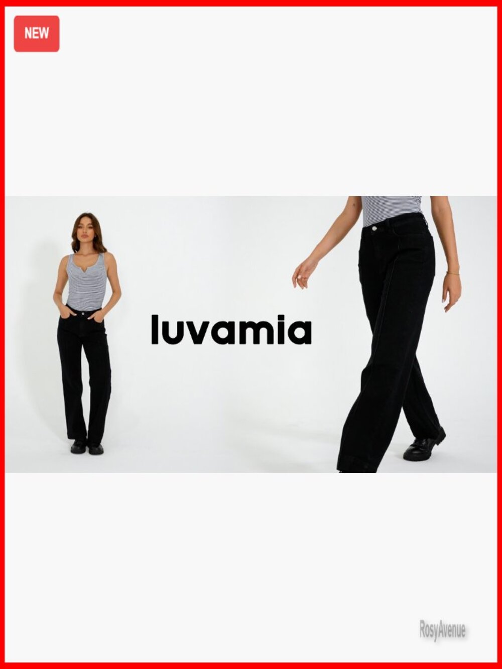 High Waist Wide Leg Baggy Jeans Stretchy Denim Trouser Pants - Picture 7 of 7